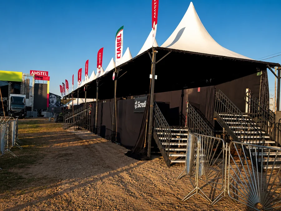 Estrutura montada em evento esportivo